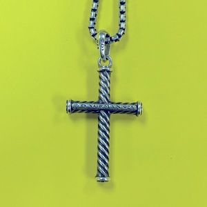 Stunning David Yurman Braided Cross and Cable Box chain